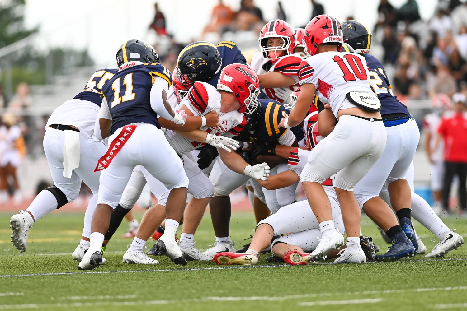 Defense making the stop against NF